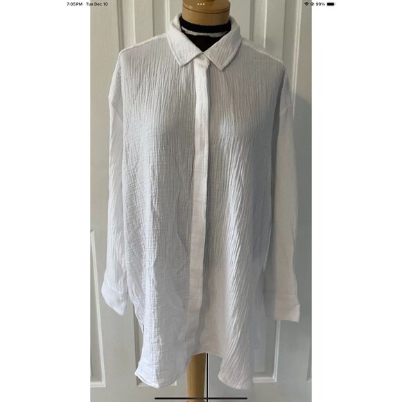 Haven Well Within Womens Lg White Long Sleeve Buttondown Shirt/Beach Coverup NEW - Picture 1 of 8